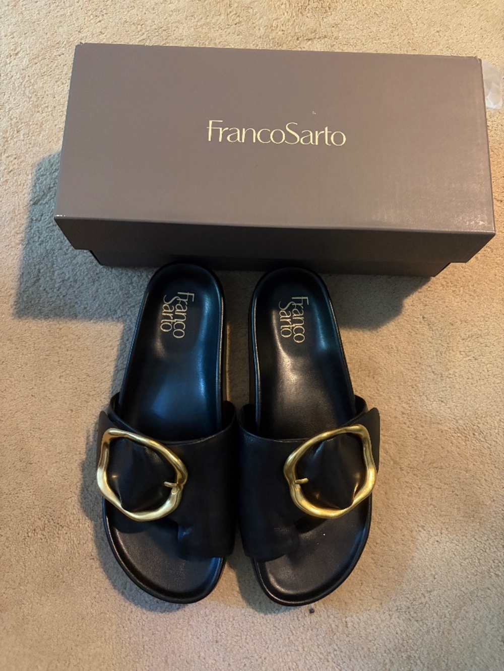 Franco Sarto Brianka leather sandal, black, size 8.5